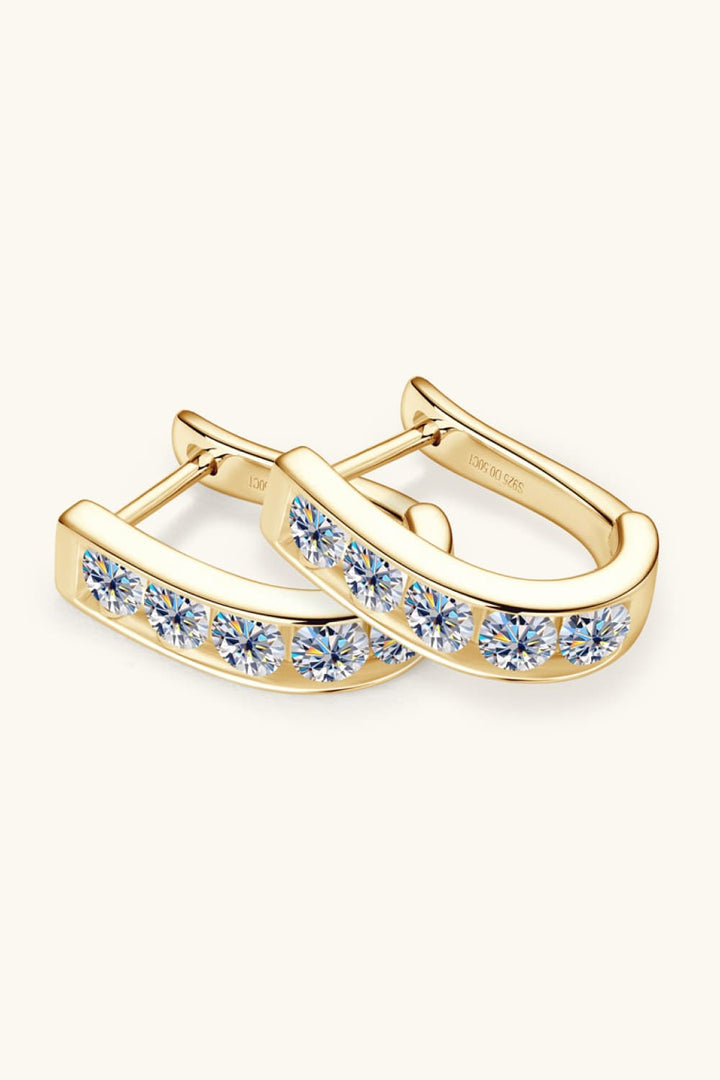 1 Carat Moissanite 925 Sterling Silver Inlaid Loop Earrings - Gold, Silver