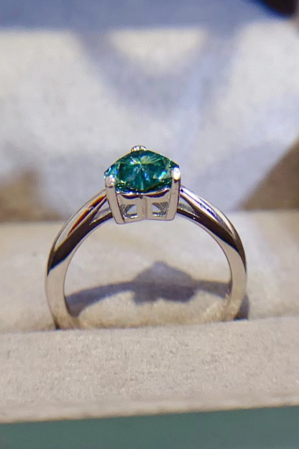 1 Carat Moissanite Heart 925 Sterling Silver Ring - Green