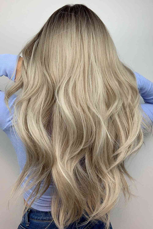 Full-Machine Synthetic Long-Wave 26" Wig - Ash Blonde Balayage