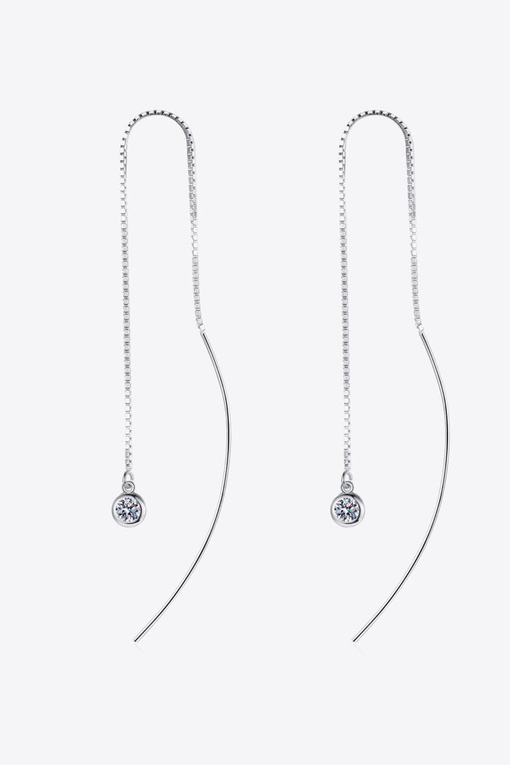 Moissanite 925 Sterling Silver Rhodium-Plated Threader Earrings - Silver