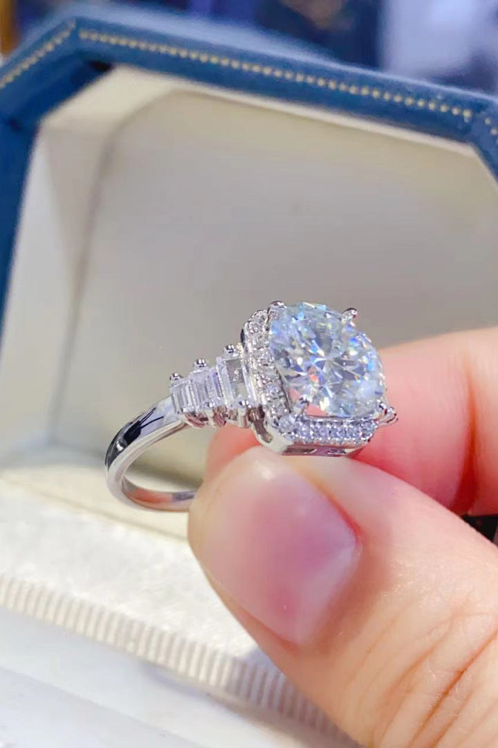 2 Carat Moissanite 925 Sterling Silver Square Halo Ring