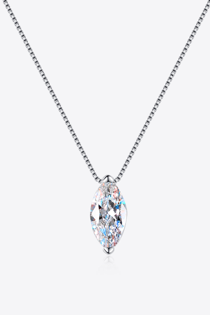 1 Carat Prolate Spheroid Moissanite 925 Sterling Silver Necklace - Silver