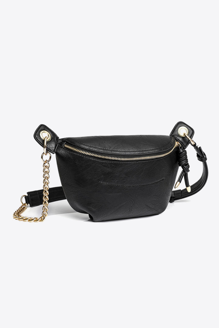 Faux-Leather Chain-Strap Crossbody Bag - Multiple Colors