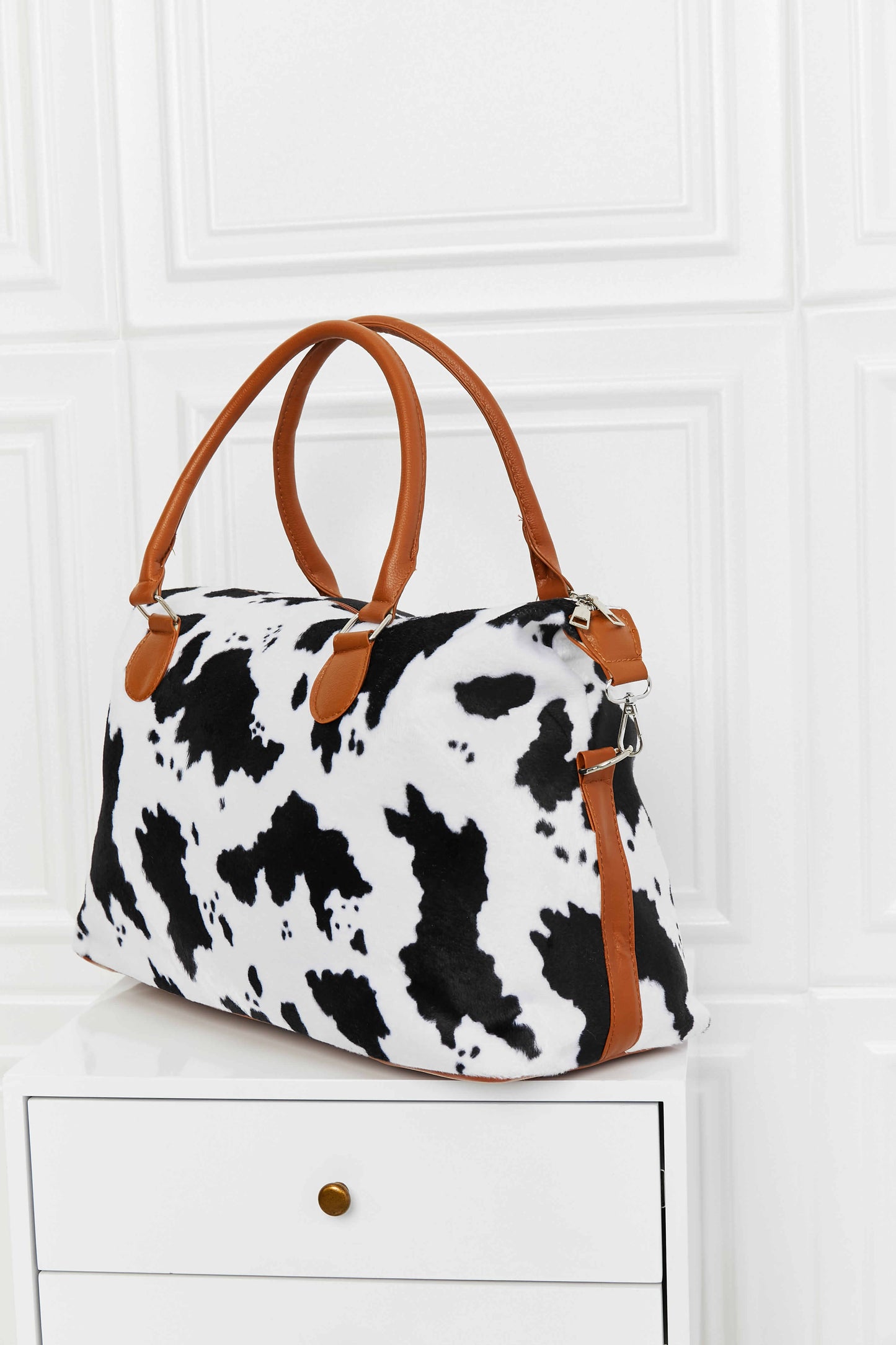 Animal-Print Faux Rabbit Fur Brushed Weekender Bag - Multiple Prints