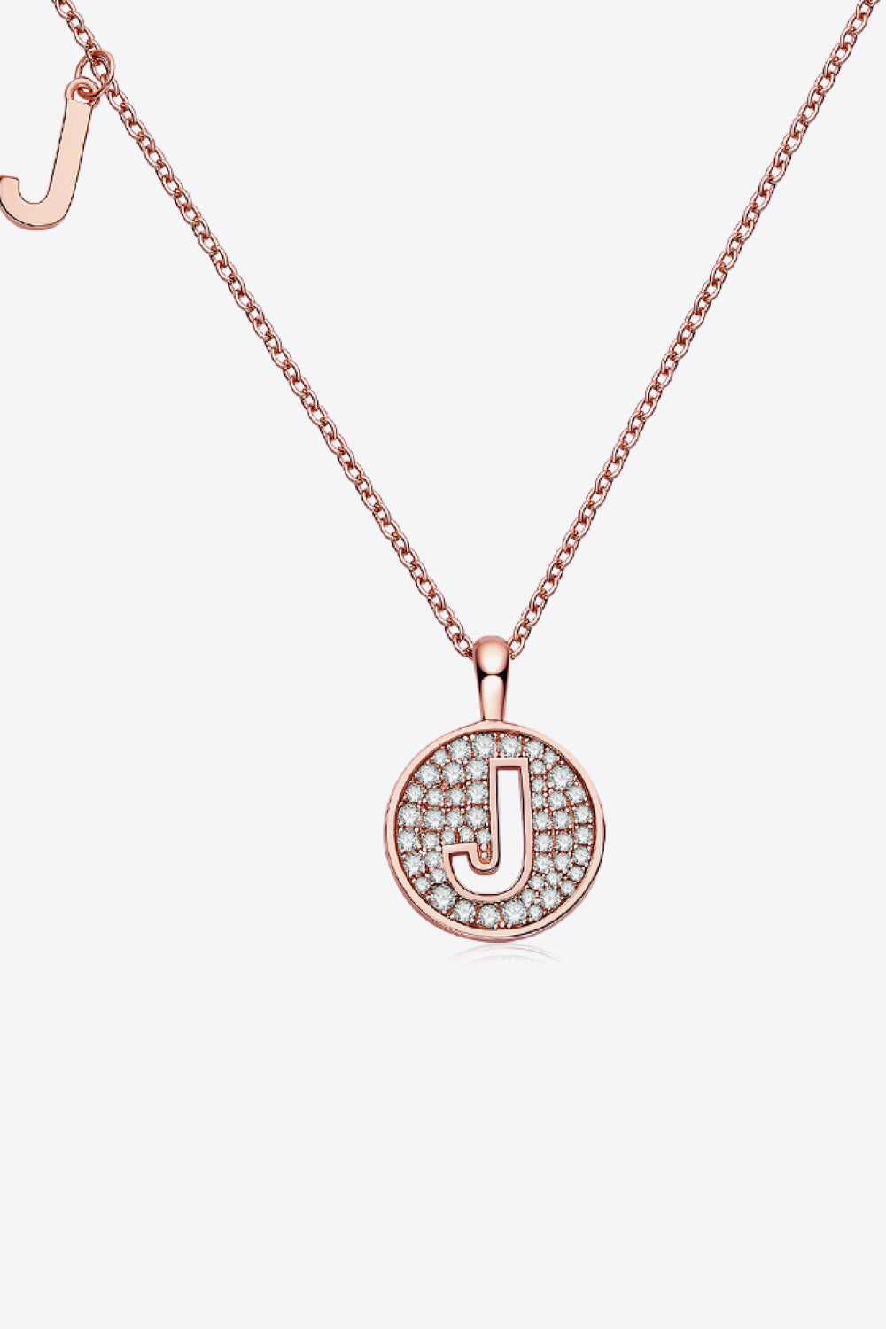 A To J Pendants Moissanite 925 Sterling Silver Necklace - Rose Gold