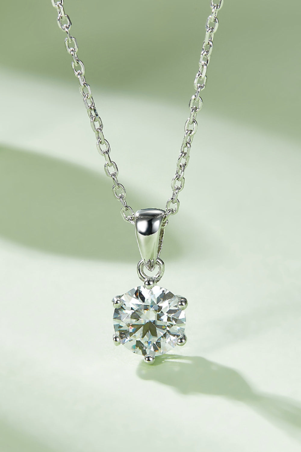 1-Carat Moissanite 925 Sterling Silver 6-Prong Pendant Necklace