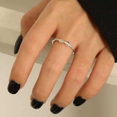 Zircon 925 Sterling Silver Infinity Ring - Silver, Blush Pink