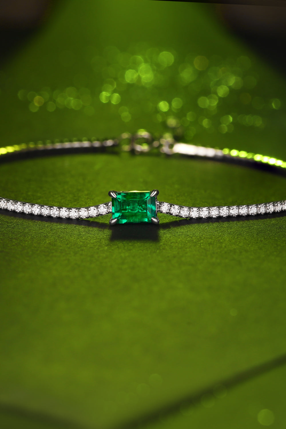 1 CARAT LAB-GROWN EMERALD 925 STERLING SILVER BRACELET