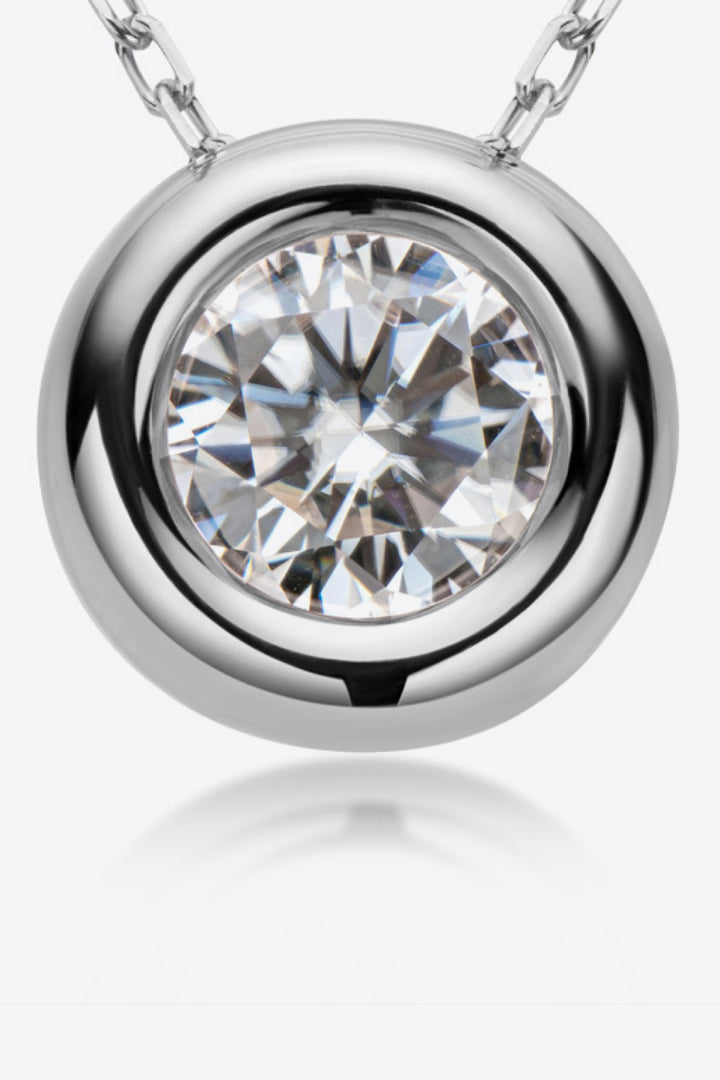 1 Carat Moissanite Round-Pendant 925 Sterling Silver Necklace - Gold, Rose Gold, Silver