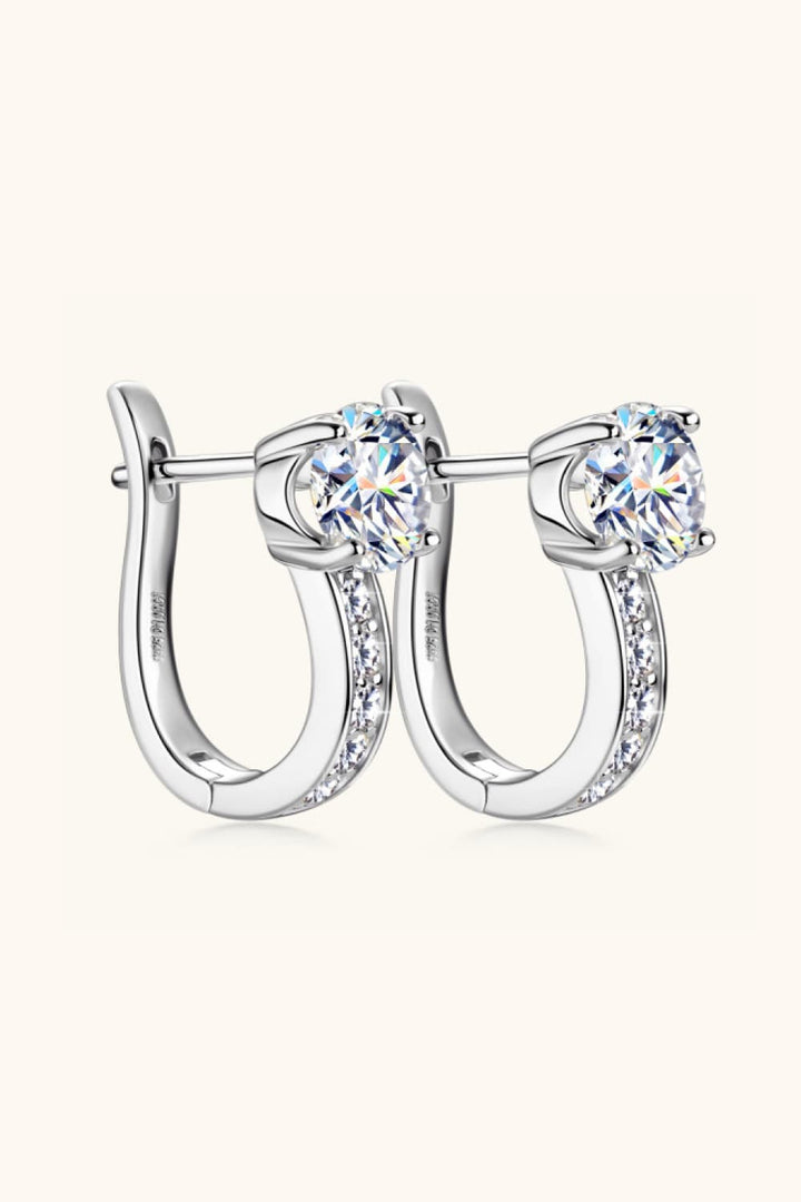 2 Carat Moissanite &amp; Zircon 925 Sterling Silver Loop Earrings - Gold, Silver
