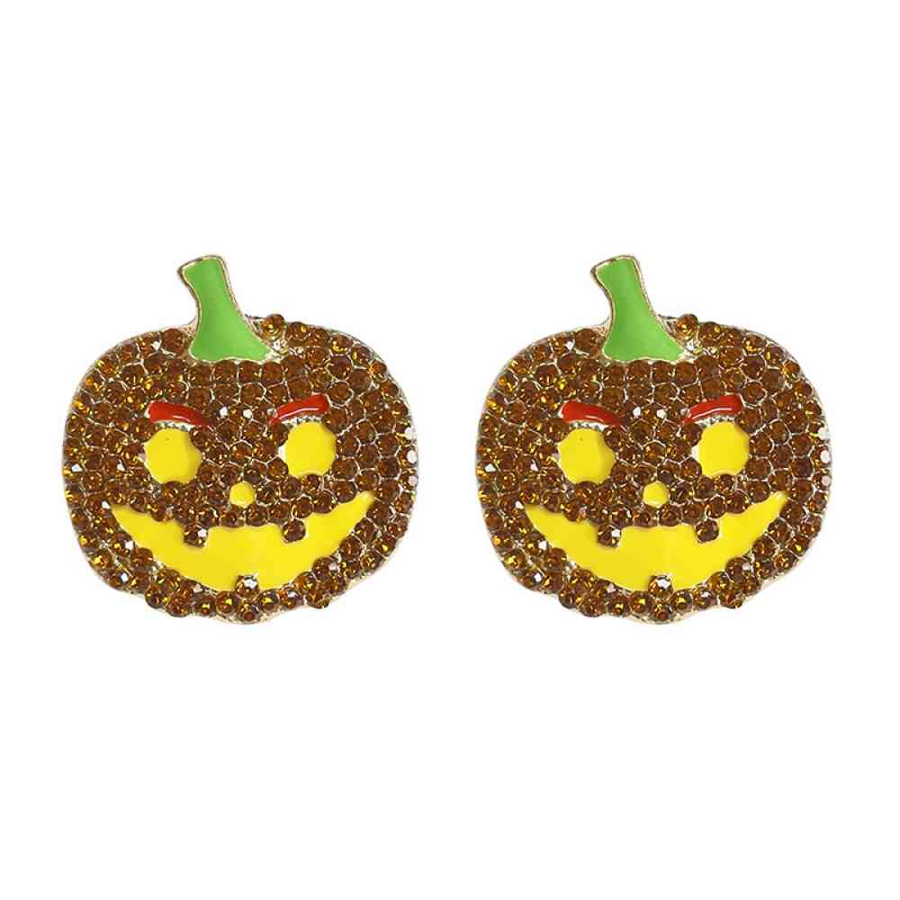 Pumpkin Rhinestone Alloy Earrings - Multiple Colors