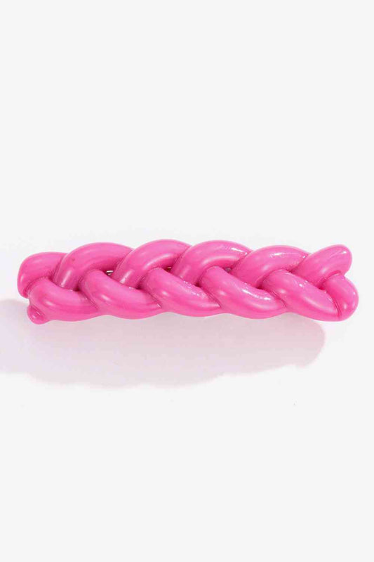 Braided-Style Matte Barrette - Hot Pink