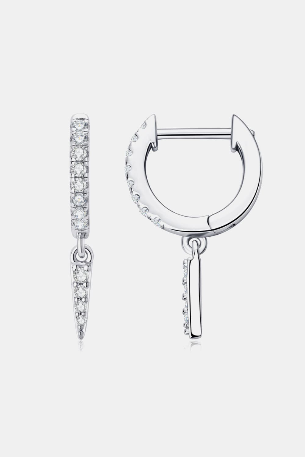 Moissanite 925 Sterling Silver Huggie Drop Earrings - Silver, Gold