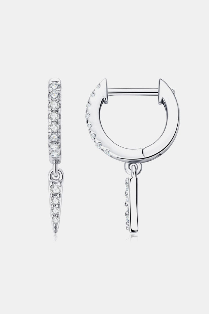 Moissanite 925 Sterling Silver Huggie Drop Earrings - Silver, Gold