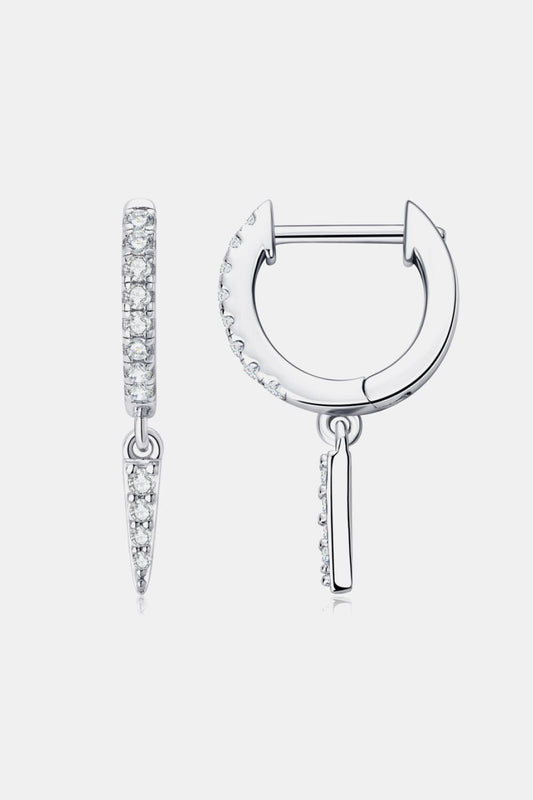 MOISSANITE 925 STERLING SILVER HUGGIE DROP EARRINGS - SILVER, GOLD