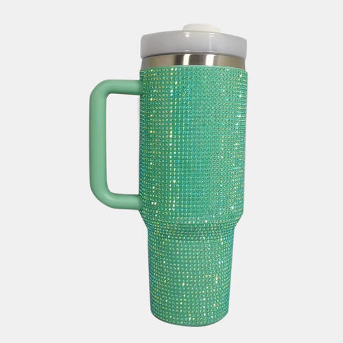 40 Oz. Rhinestone Stainless-Steel Tumbler With Straw - Multiple Colors