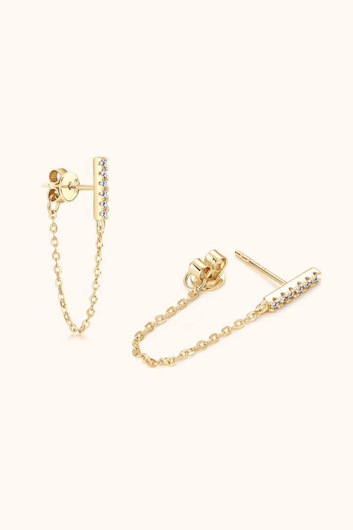 Moissanite 925 Sterling Silver Connected Earrings - Gold, Silver
