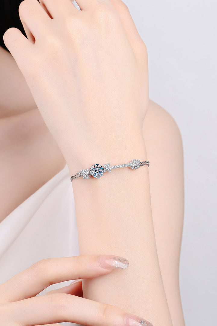 2 Carat Round Moissanite &amp; Zircon 925 Sterling Silver Bracelet
