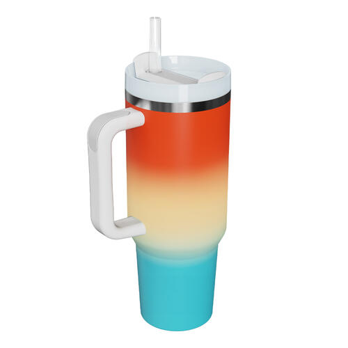 40 Oz. Gradient Multicolor Stainless-Steel Tumbler With Upgraded Handle & Straw