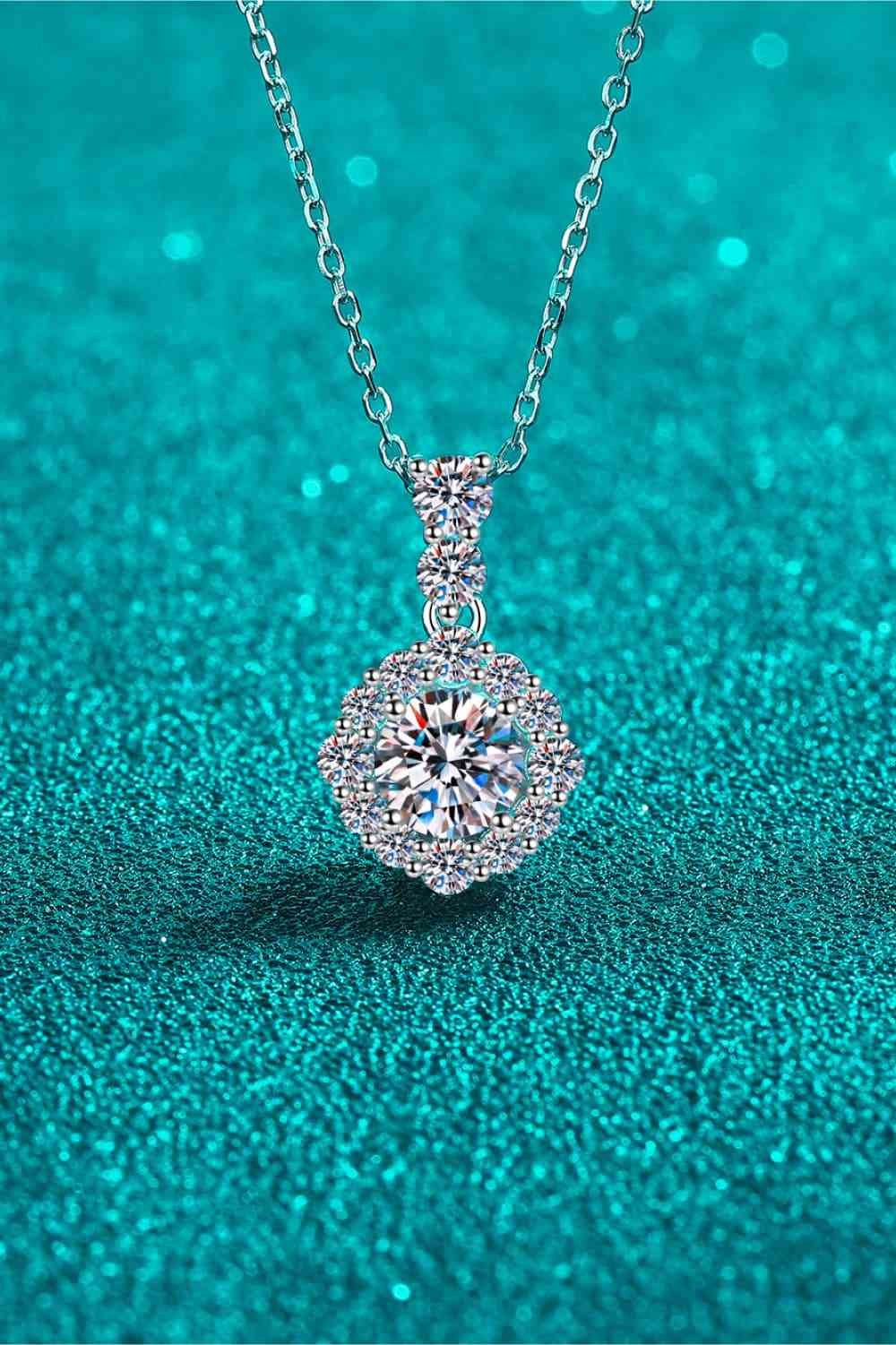 1-Carat Moissanite 925 Sterling Silver Round Drop-Pendant Necklace