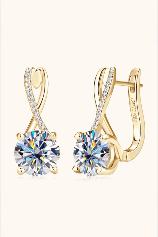 4 CARAT MOISSANITE 925 STERLING SILVER CRISSCROSS EARRINGS - GOLD, SILVER