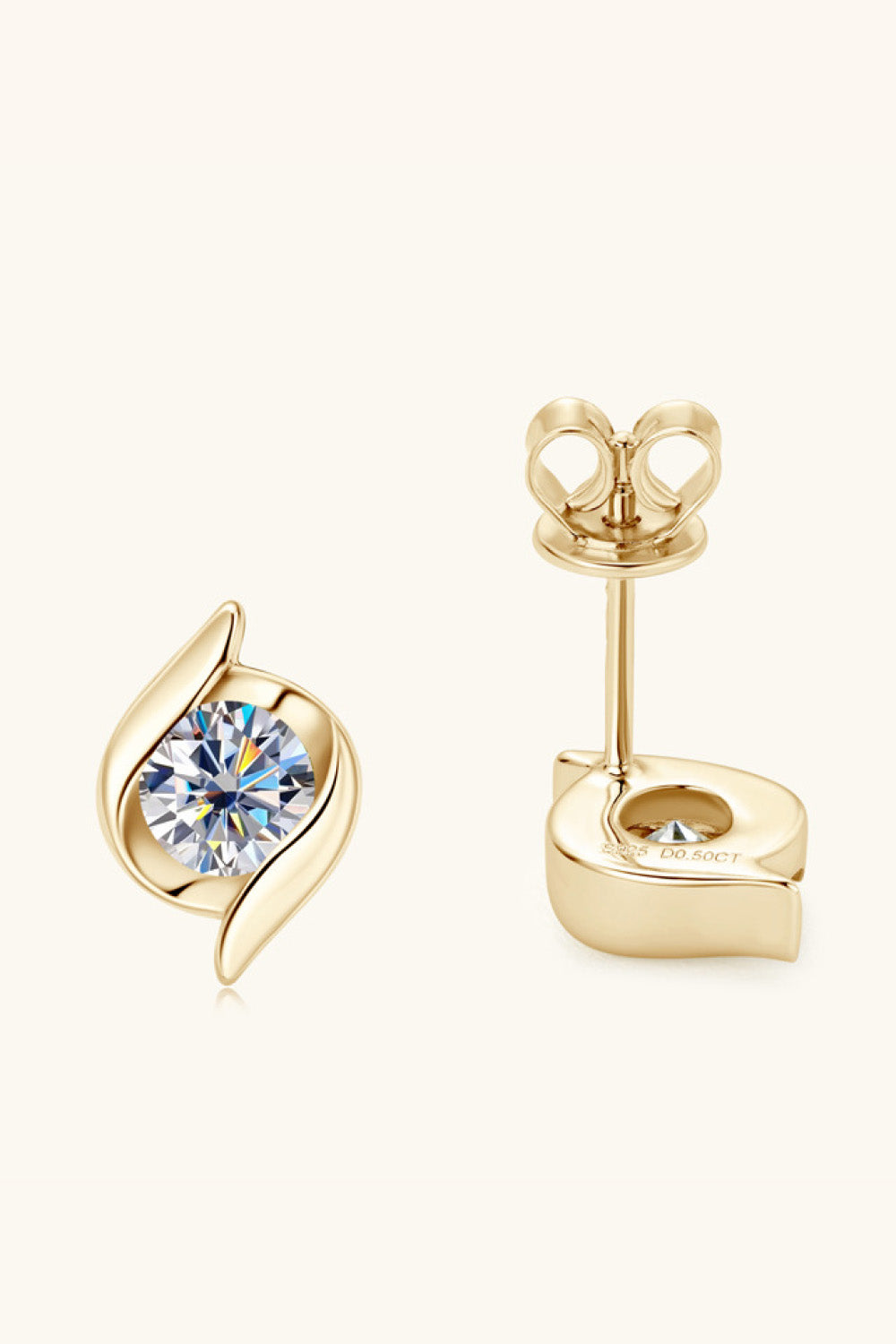 1 Carat Moissanite 925 Sterling Silver Stud Earrings - Gold, Silver
