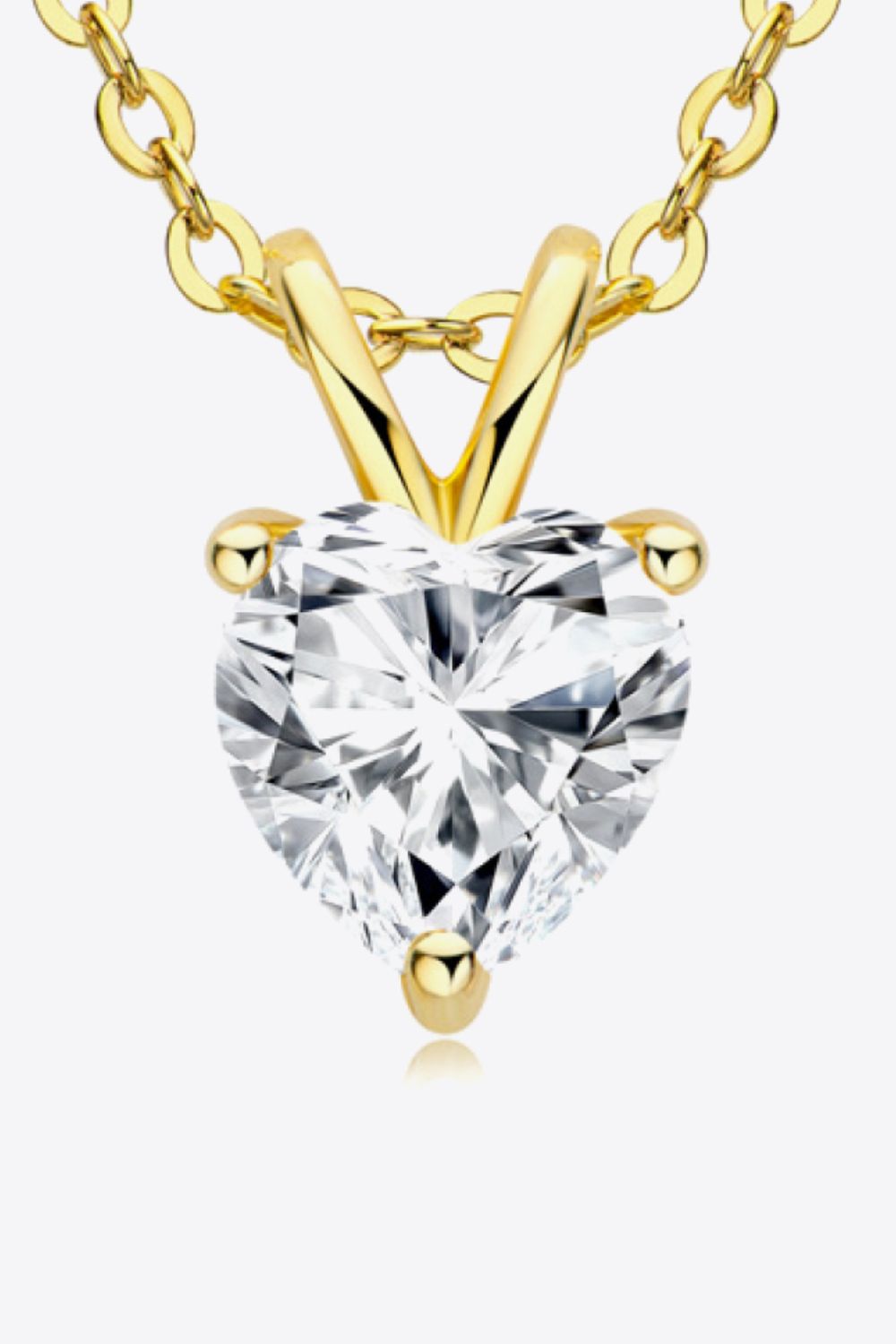 1 Carat Moissanite Heart-Shaped Polished Pendant Necklace - Gold, Silver