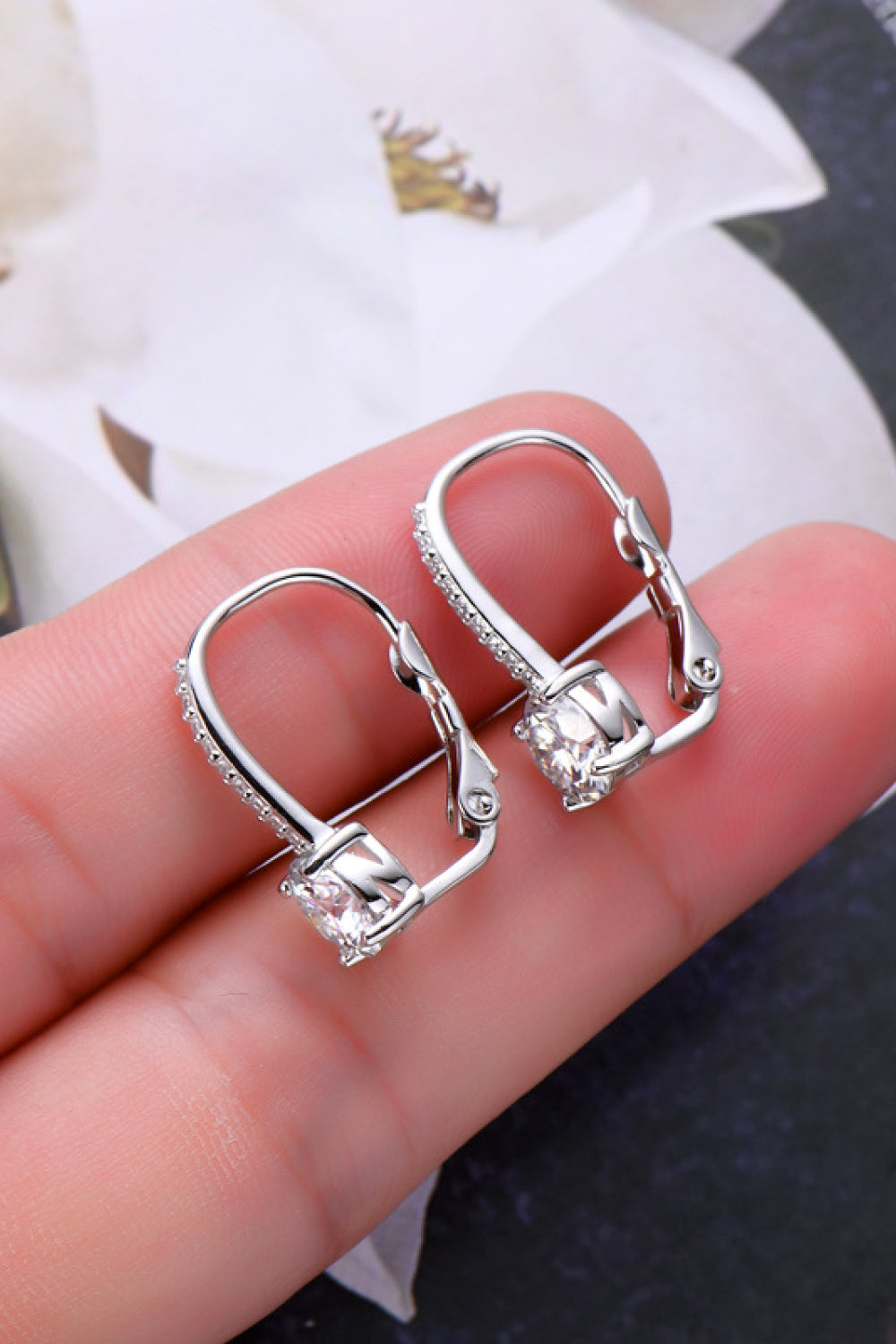 2 Carat Round Moissanite &amp; Zircon 925 Sterling Silver Drop Earrings - Gold, Silver