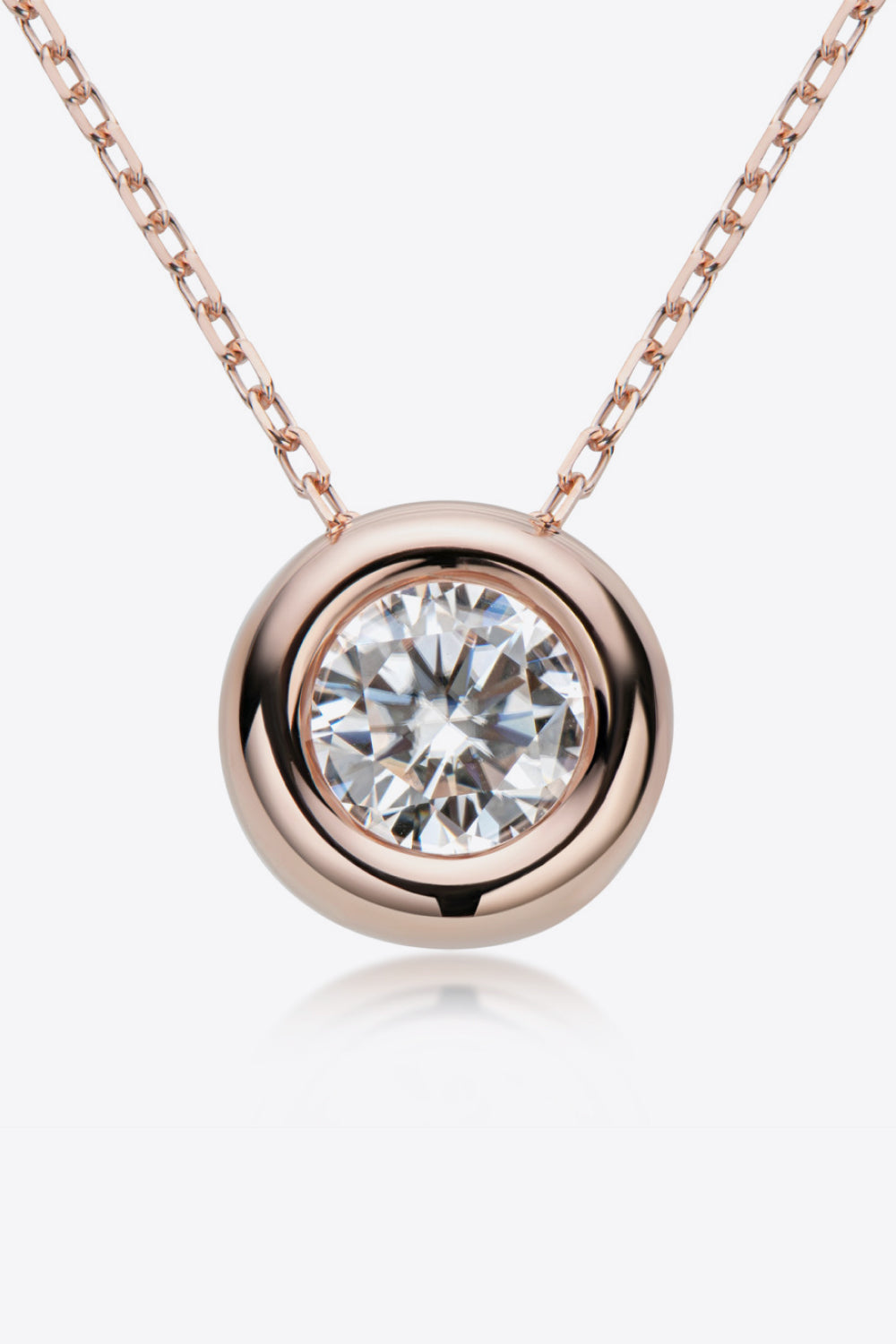 1 Carat Moissanite Round-Pendant 925 Sterling Silver Necklace - Gold, Rose Gold, Silver