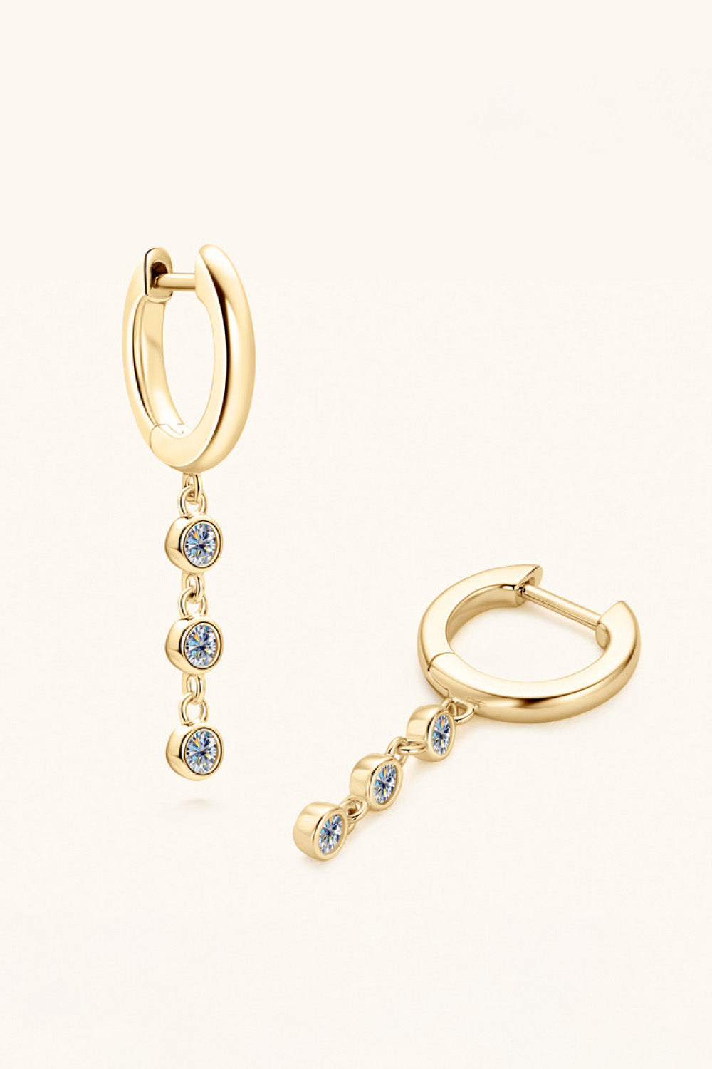 Moissanite 925 Sterling Silver Dangle Earrings - Gold, Silver