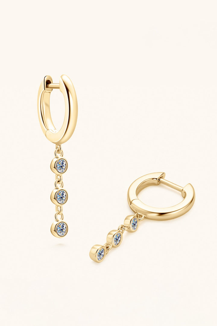 Moissanite 925 Sterling Silver Dangle Earrings - Gold, Silver