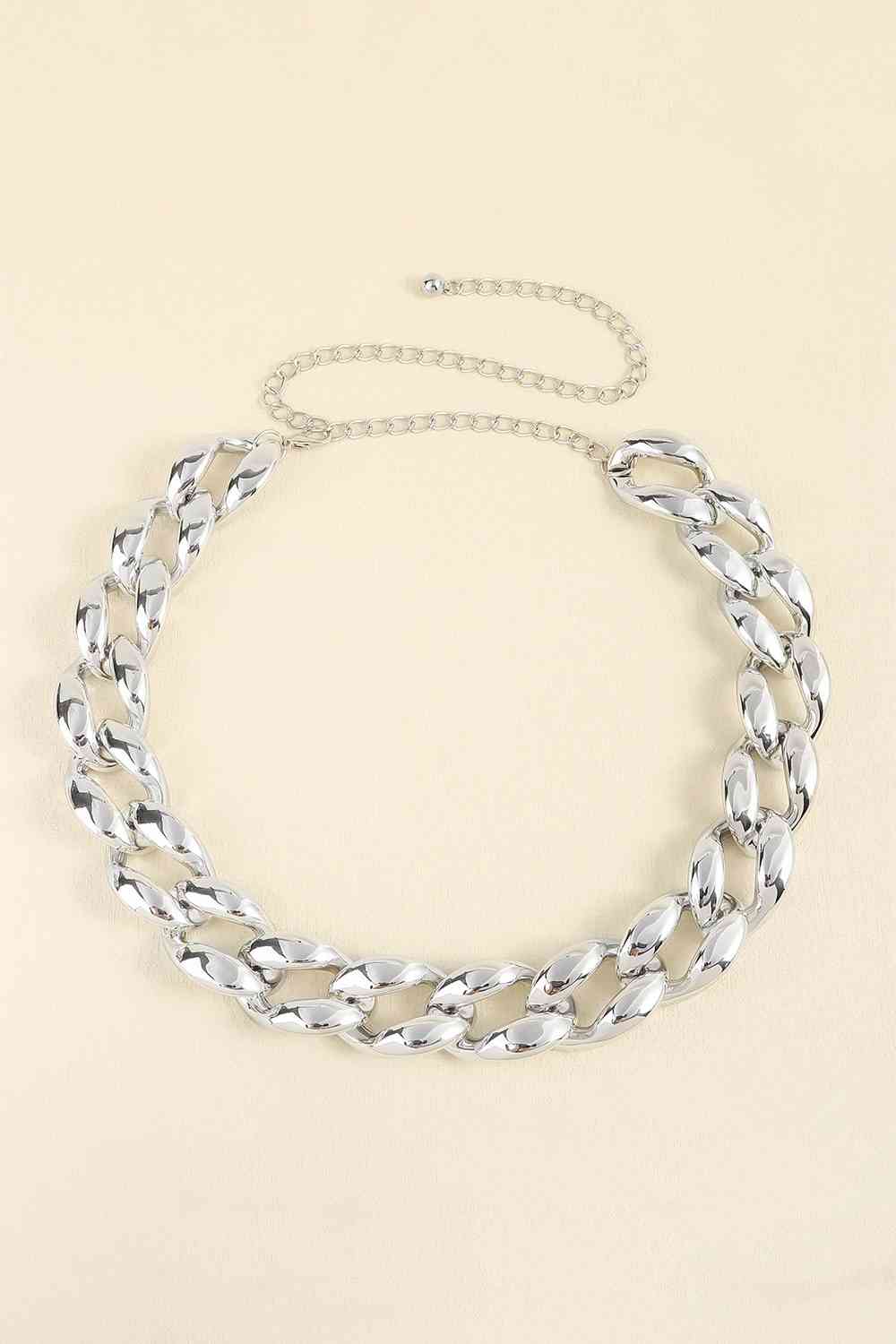 1.2" Width Acrylic Curb Chain Belt - Gold, Silver