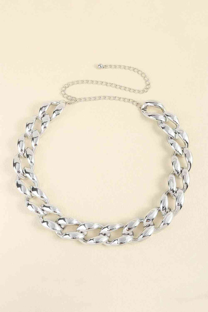 1.2" Width Acrylic Curb Chain Belt - Gold, Silver