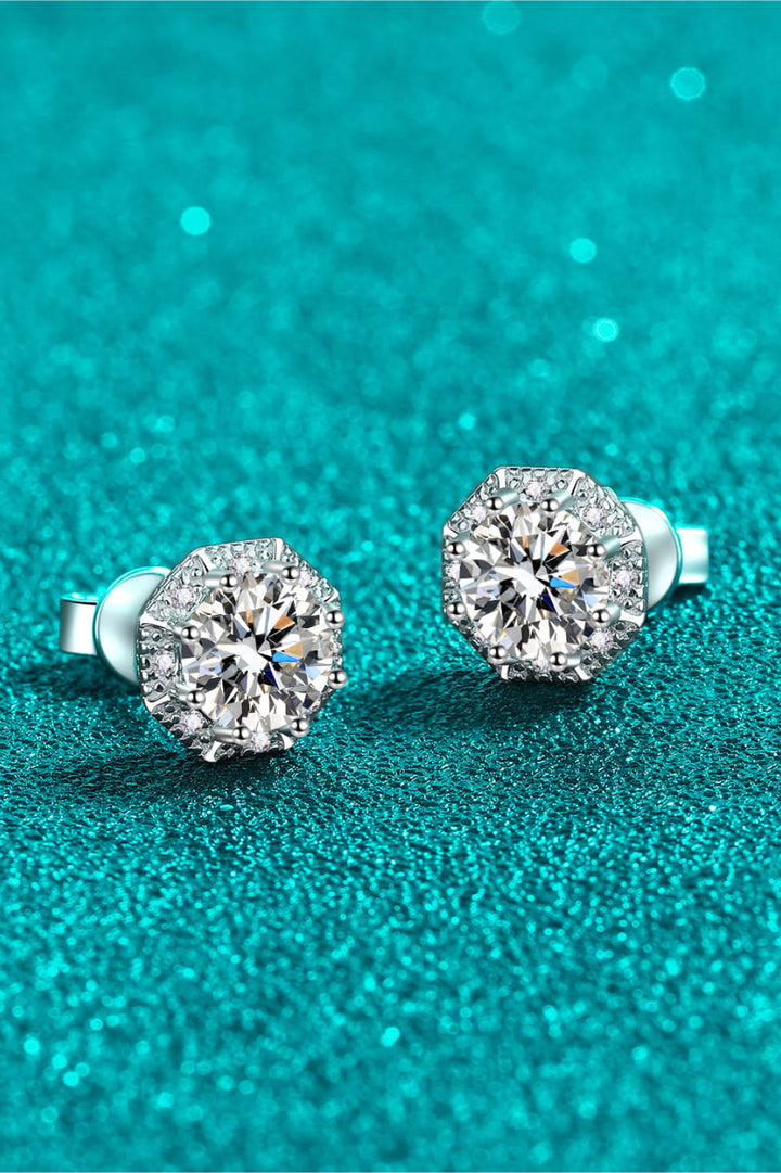 2 Carat Moissanite &amp; Zircon 925 Sterling Silver Stud Earrings - Silver