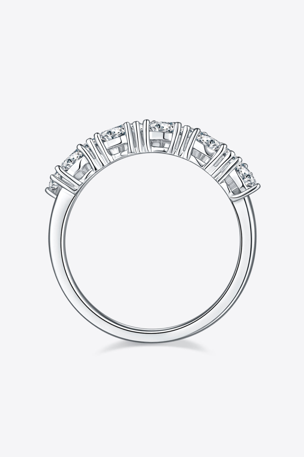 1 Carat Triangular Shaped Moissanite 925 Sterling Silver Half-Eternity Ring