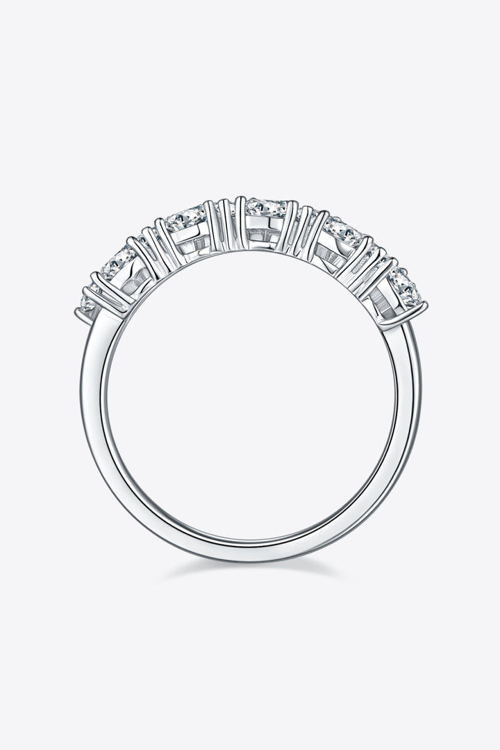 1 Carat Triangular Shaped Moissanite 925 Sterling Silver Half-Eternity Ring