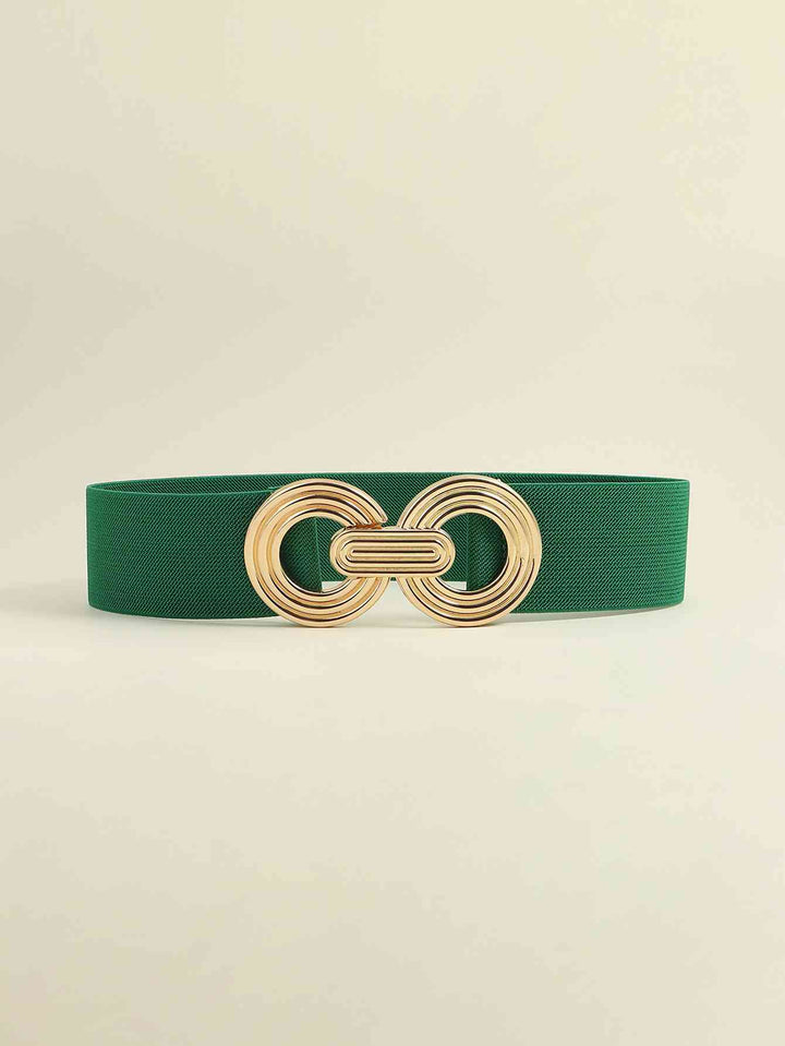Geometric Gold Buckle Elastic Wide Belt - Multiple Colors