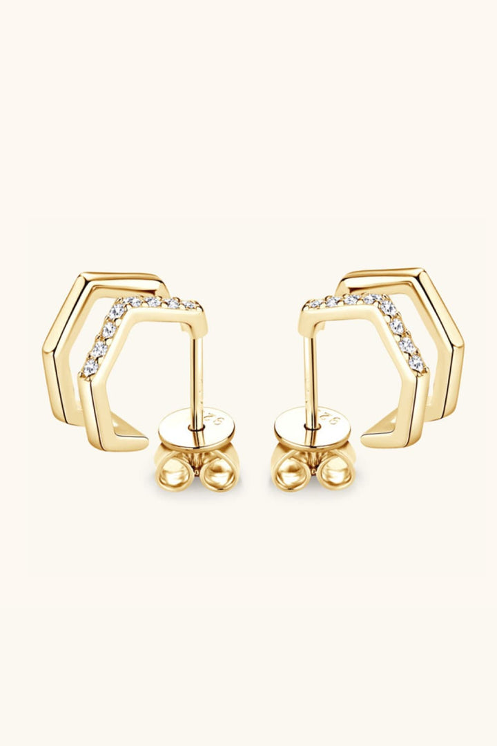 Moissanite 925 Sterling Silver Double-Layered Earrings - Gold, Silver
