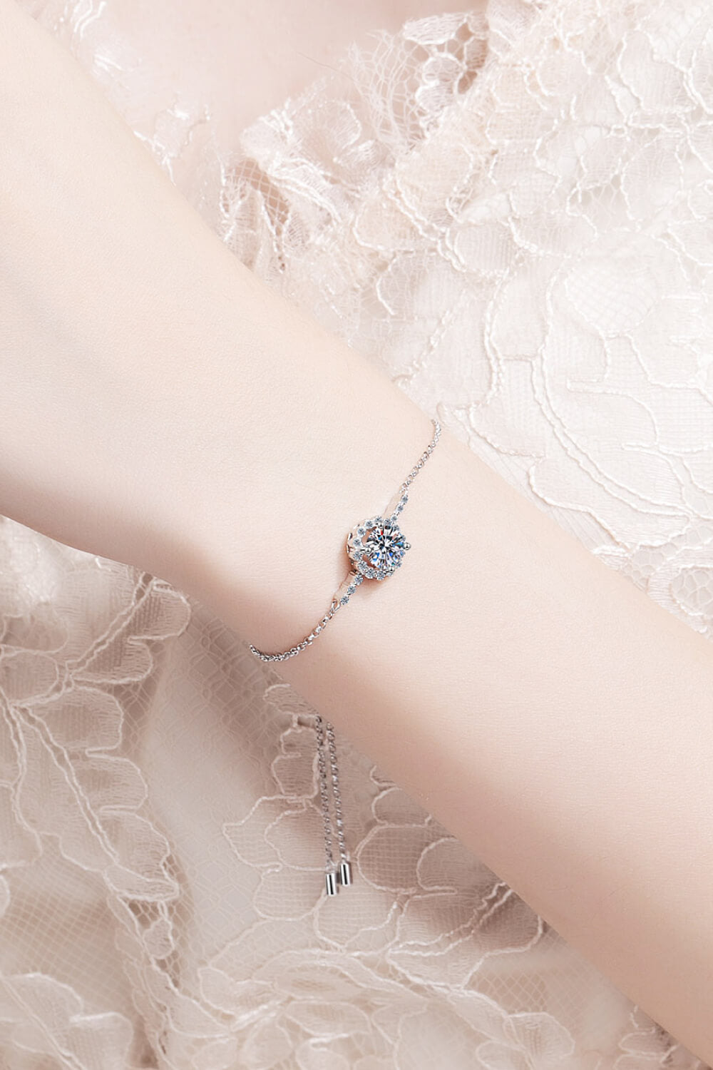 1 Carat Moissanite 925 Sterling Silver Chain Bracelet
