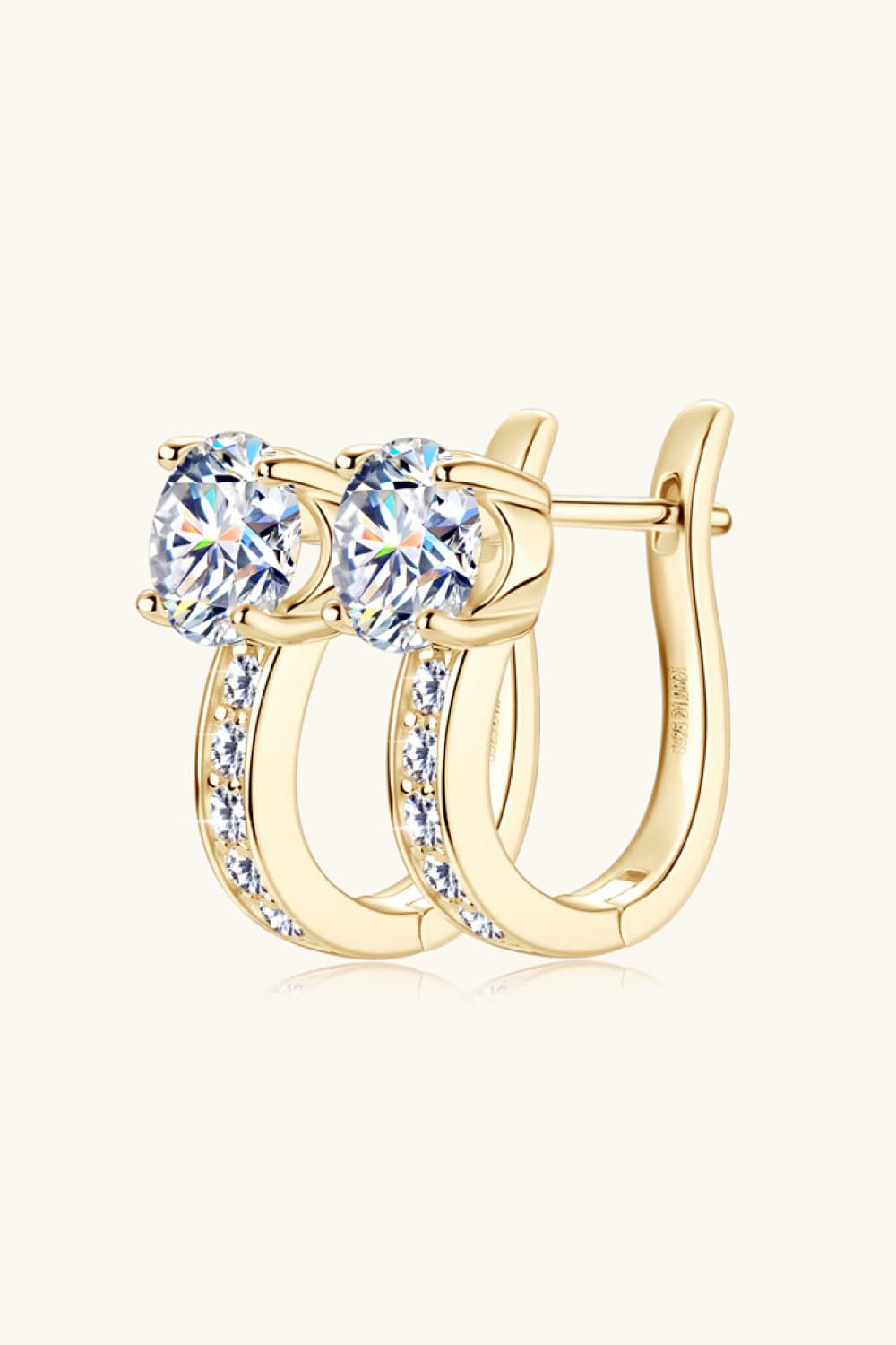 2 Carat Moissanite &amp; Zircon 925 Sterling Silver Loop Earrings - Gold, Silver