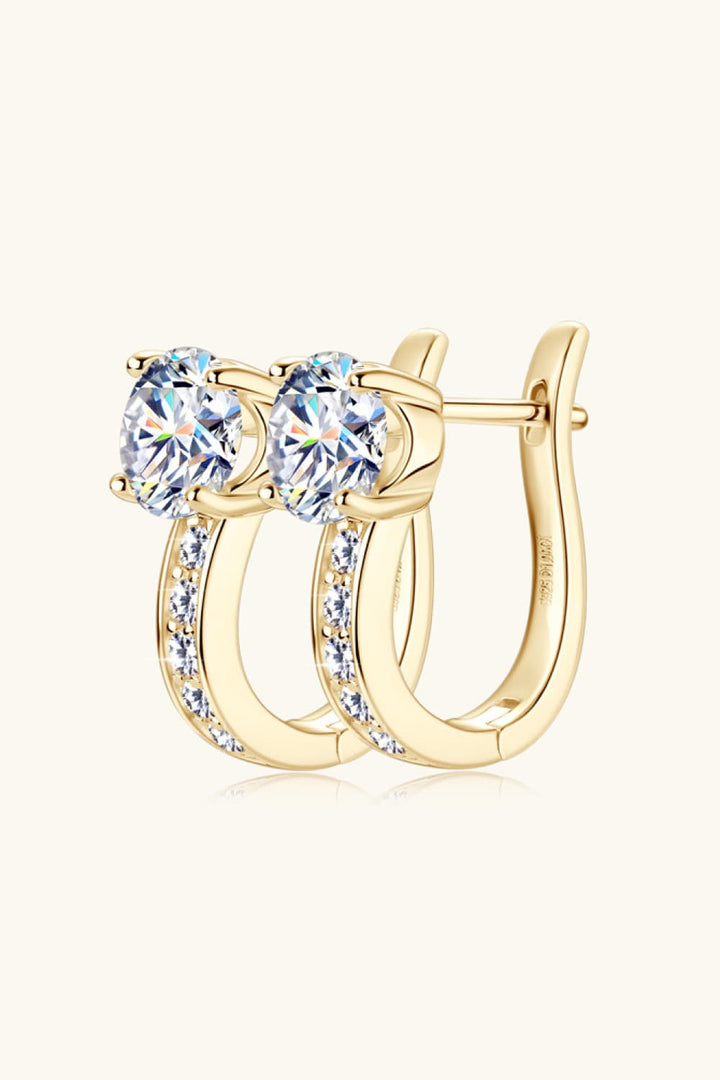 2 Carat Moissanite &amp; Zircon 925 Sterling Silver Loop Earrings - Gold, Silver