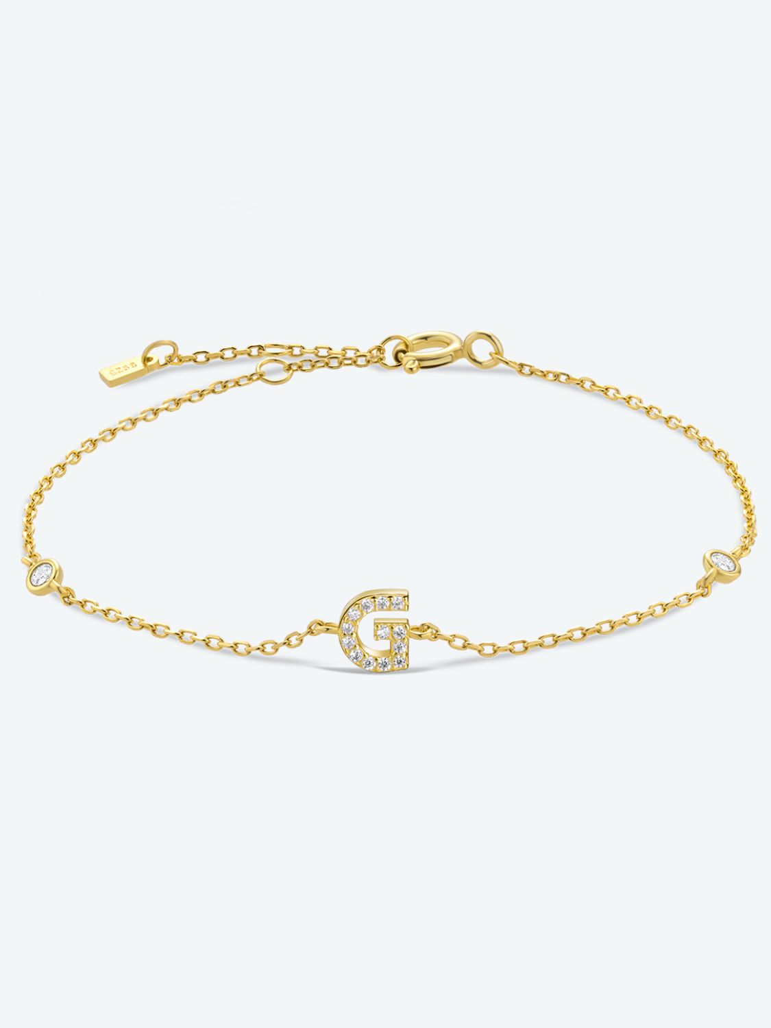 LETTERS G TO K ZIRCON PENDANT 925 STERLING SILVER BRACELET - GOLD, SILVER