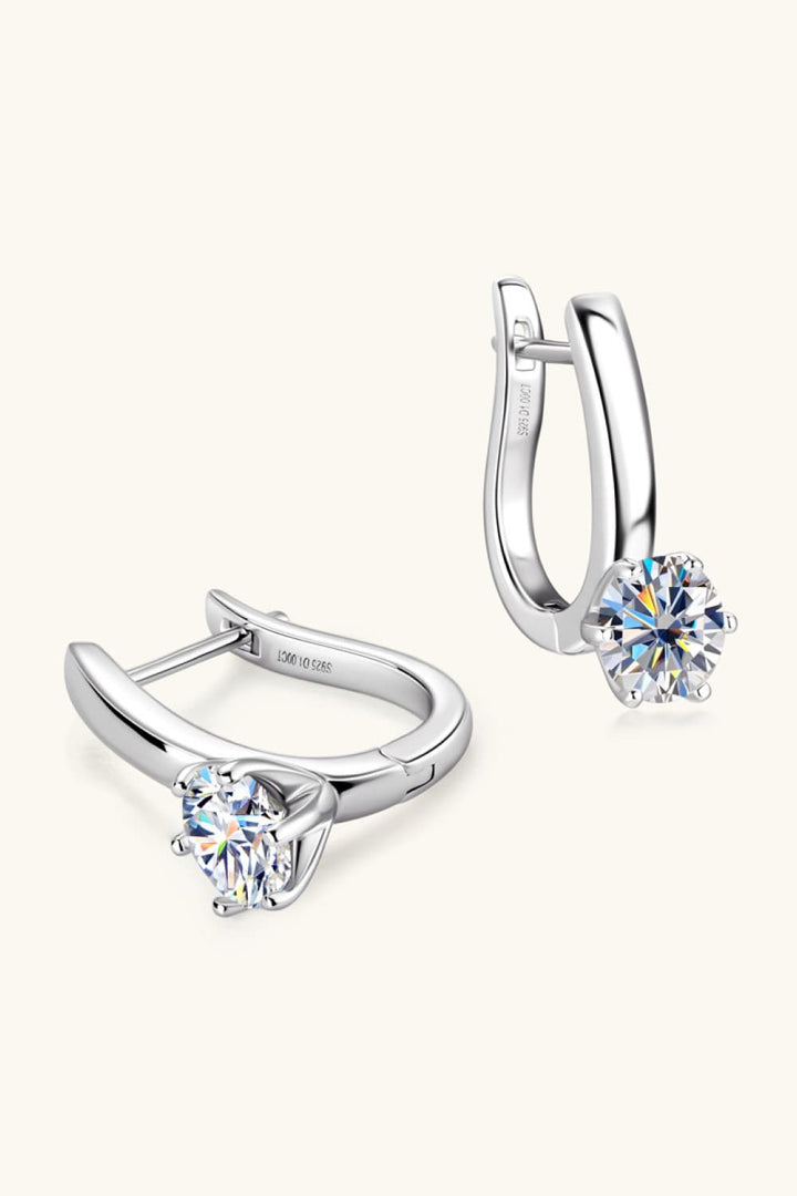2 Carat Moissanite 925 Sterling Silver Loop Earrings - Silver, Gold