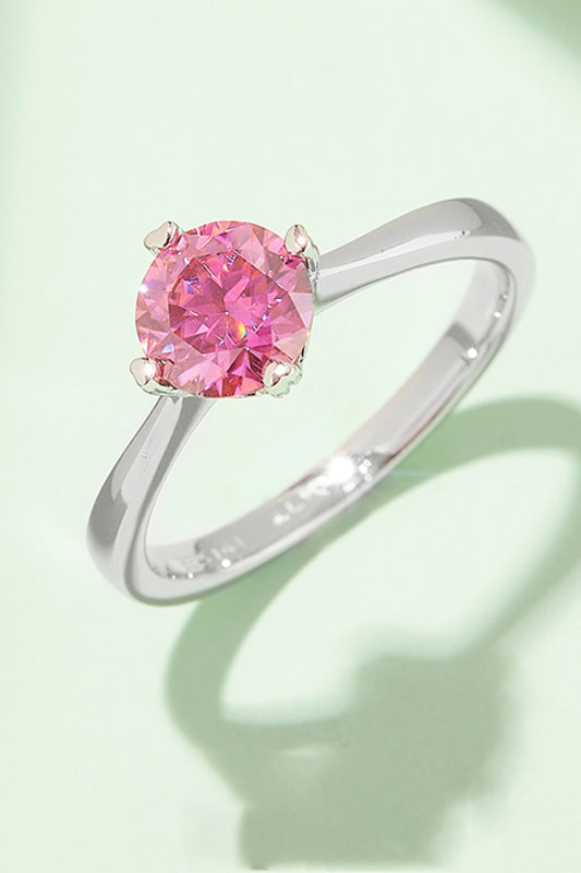 1 Carat Moissanite 925 Sterling Silver 4-Prong Heart Solitaire Ring - Multiple Colored Gems