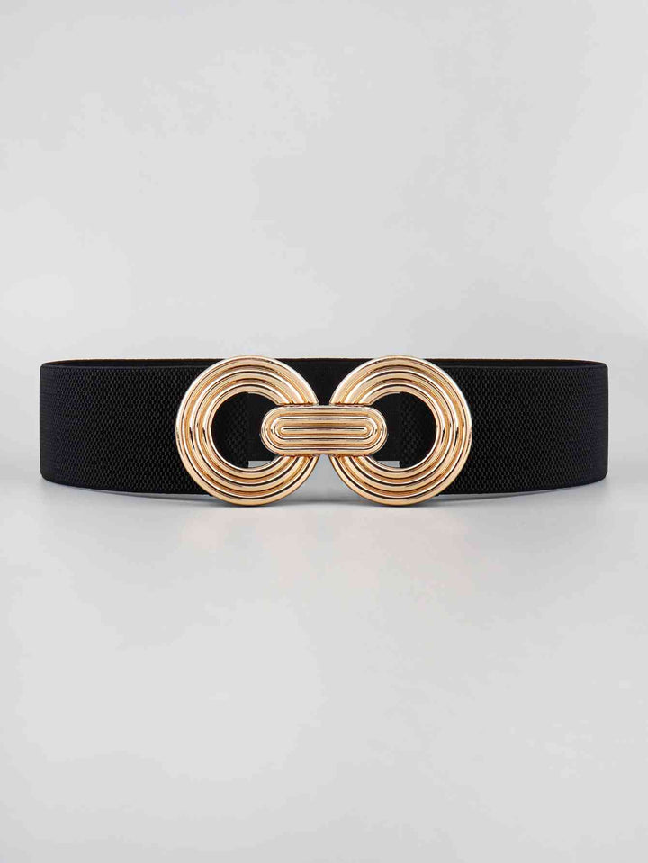 Geometric Gold Buckle Elastic Wide Belt - Multiple Colors