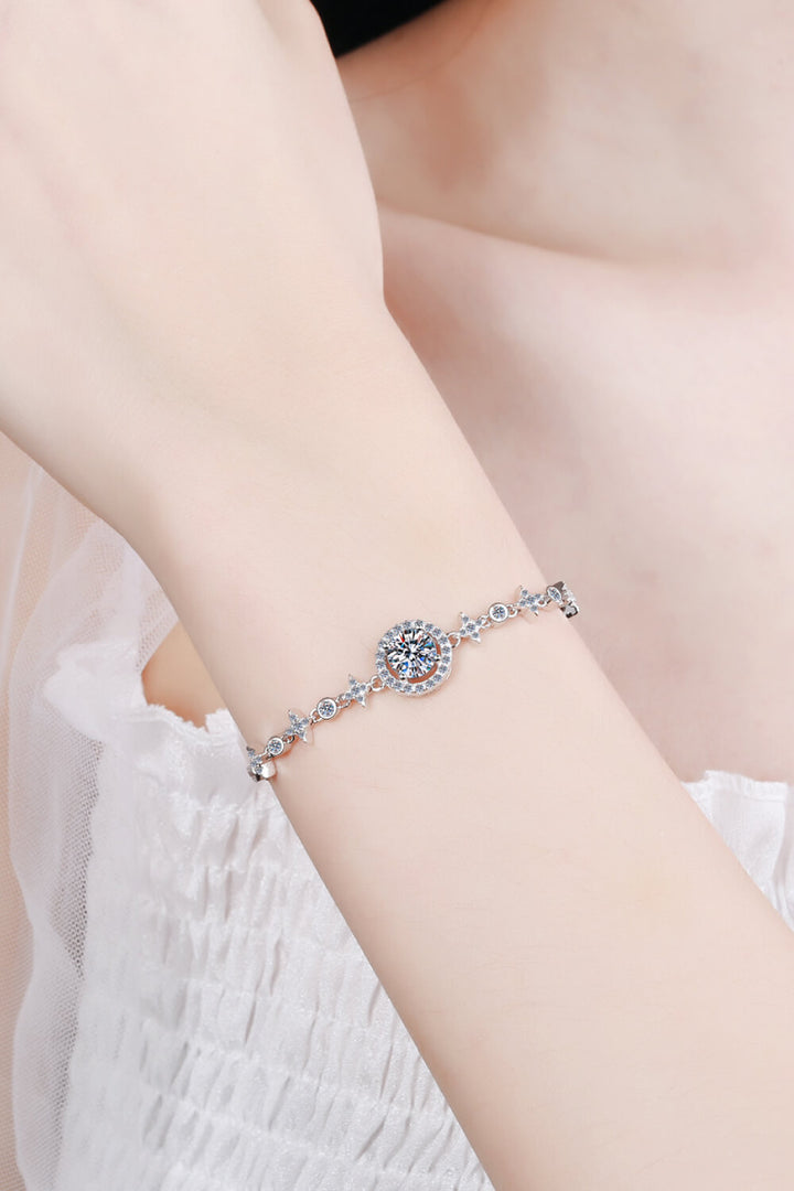 1 Carat Moissanite &amp; Zircon 925 Sterling Silver Adjustable Bracelet