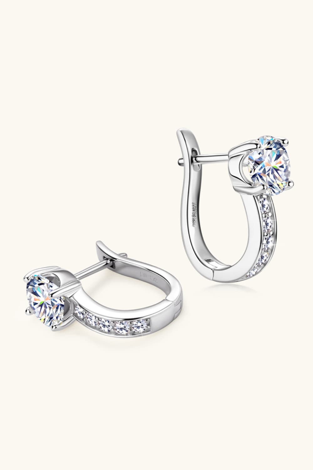 2 Carat Moissanite &amp; Zircon 925 Sterling Silver Loop Earrings - Gold, Silver