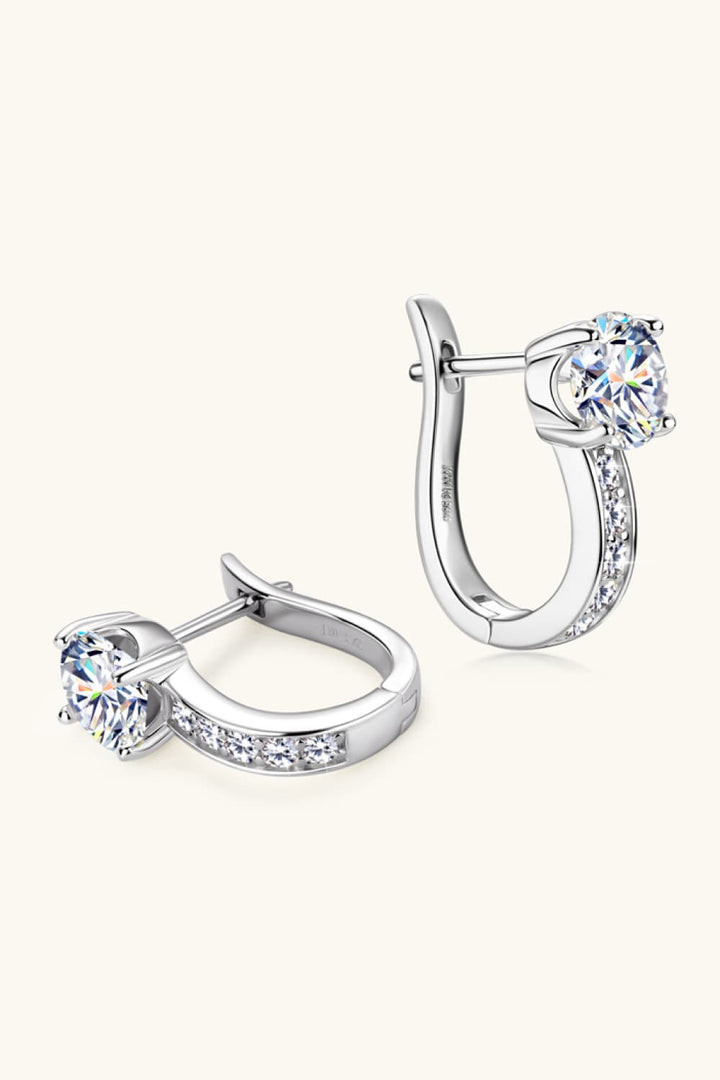 2 Carat Moissanite &amp; Zircon 925 Sterling Silver Loop Earrings - Gold, Silver