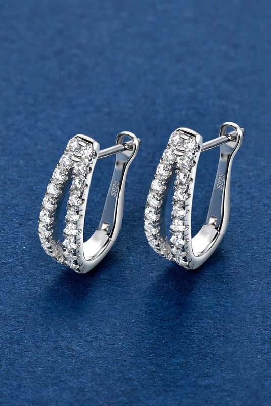 MOISSANITE 925 STERLING SILVER SPLIT-LOOP EARRINGS - SILVER