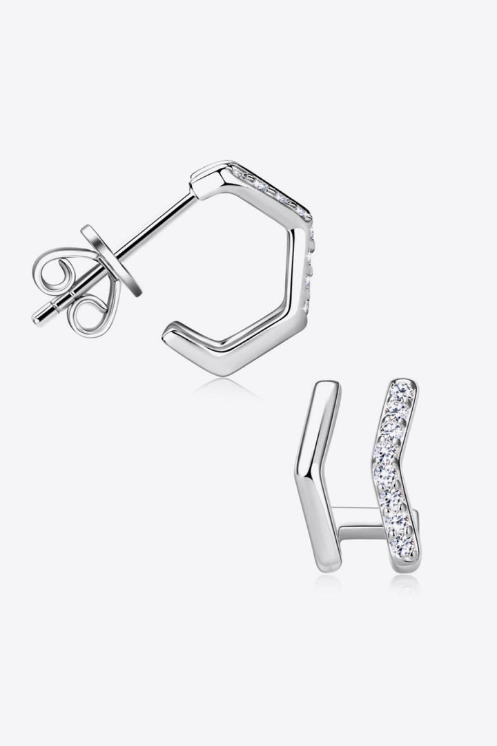 Moissanite 925 Sterling Silver Double-Layered Earrings - Gold, Silver